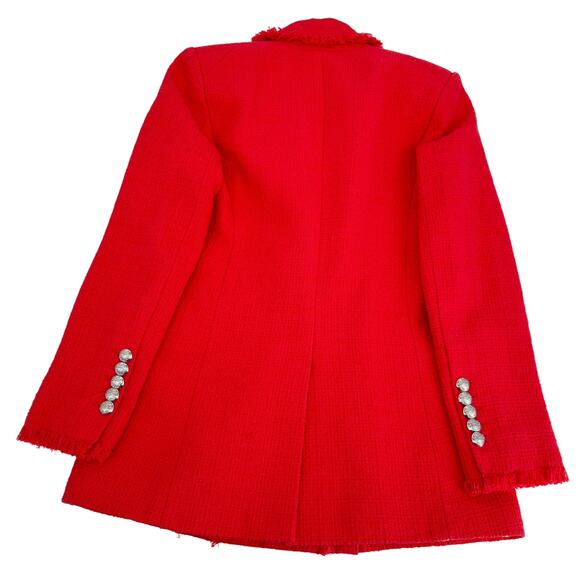 Veronica Beard Nayeli Fringe Dickey Jacket Long Line Watermelon Size 2 - Picture 11 of 16